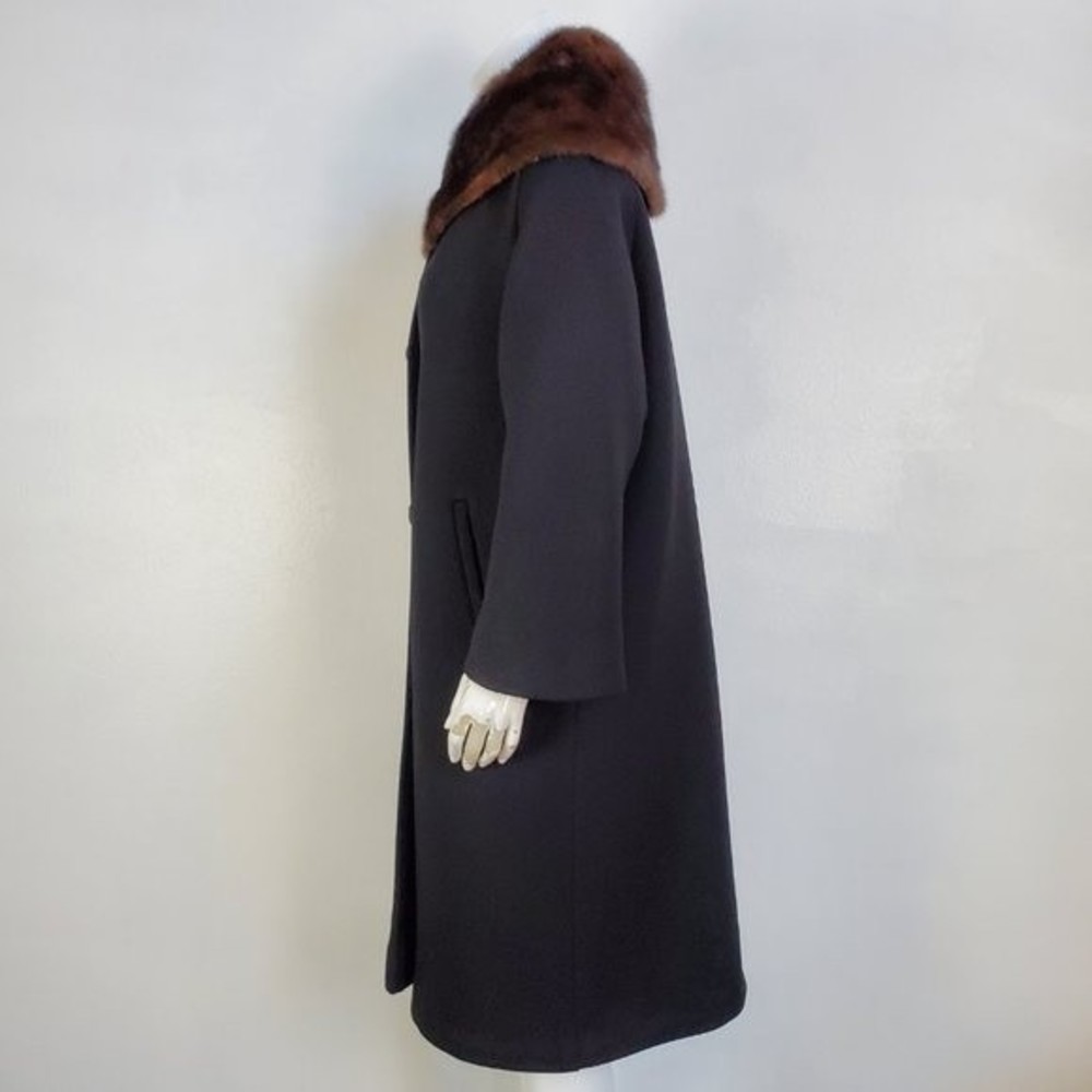 HELD Vintage 50's/60's Black Fur Collar Coat - Picture 3 of 9